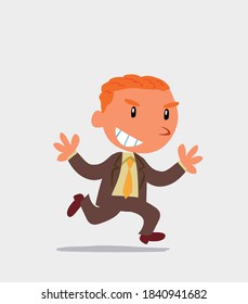 cartoon character of businessman running very pleased