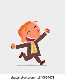cartoon character of businessman running very euphoric