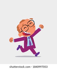 cartoon character of businessman running very euphoric