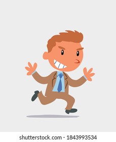 cartoon character of businessman running very pleased