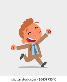 cartoon character of businessman running very euphoric