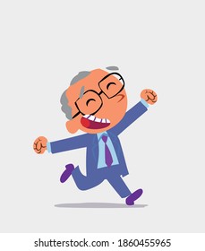 cartoon character of businessman running very euphoric