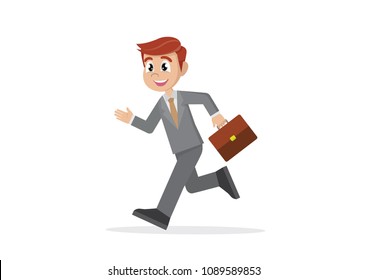 Cartoon character, businessman running.,vector eps10