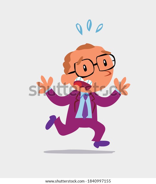 Cartoon Character Businessman Runs Away Terror Stock Vector (Royalty ...