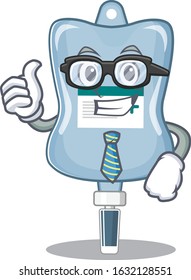 cartoon character of Businessman saline bag wearing glasses