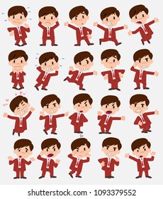 Cartoon character businessman. Set with different postures, attitudes and poses, always in negative attitude, doing different activities in vector vector illustrations.