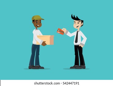 Cartoon character, Businessman Shopping with a credit card., vector eps10