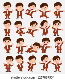 Cartoon character businessman in smart casual style. Set with different postures, attitudes and poses, doing different activities in isolated vector illustrations.