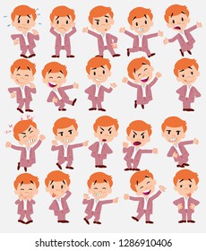 Cartoon character businessman in smart casual style. Set with different postures, attitudes and poses, doing different activities in isolated vector illustrations.