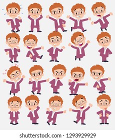Cartoon character businessman in smart casual style. Set with different postures, attitudes and poses, always in positive attitude, doing different activities in vector vector illustrations.
