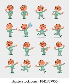 Cartoon character businessman in smart casual style. Set with different postures, attitudes and poses, doing different activities in isolated vector illustrations.