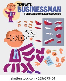cartoon character of businessman template for design work and animation. Vector illustration to isolated and funny character 
