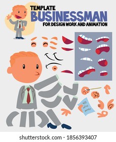 cartoon character of businessman template for design work and animation. Vector illustration to isolated and funny character 