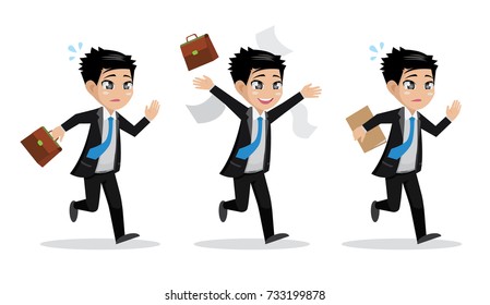 Cartoon character, Businessmen are running., vector eps10