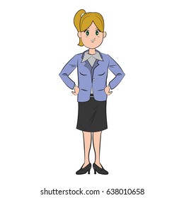 cartoon character businesswoman standing with formal clothes