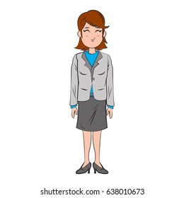 cartoon character businesswoman standing with formal clothes