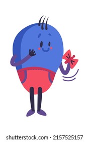 Cartoon character with butterfly. Vector illustration