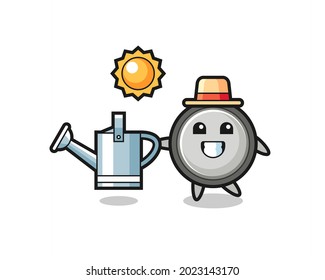 Cartoon character of button cell holding watering can , cute style design for t shirt, sticker, logo element