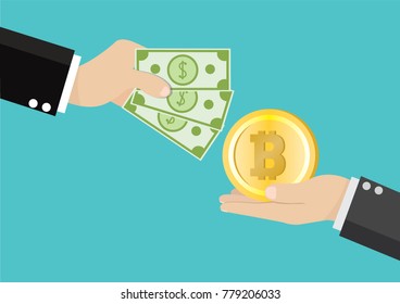 Cartoon character, Buy Bitcoin., vector eps10