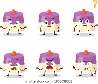 Cartoon character of cake with what expression