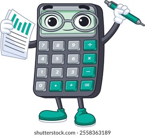 cartoon character calculator with accounting theme