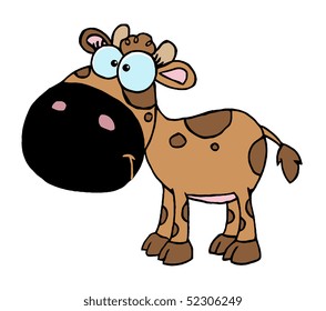 Cartoon Character Calf Different Color Brown