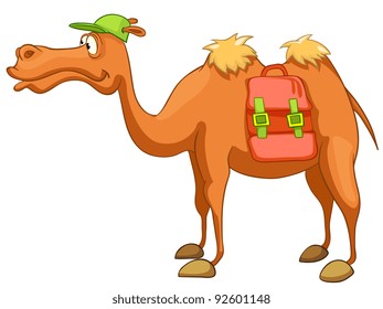 Cartoon Character Camel Isolated on White Background. Vector.