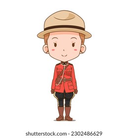 Cartoon character of Canadian female police officer. Royal Canadian Mounted Police.