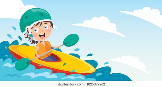 Cartoon Character With A Canoe