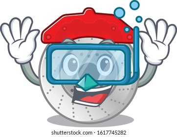 cartoon character of car brake wearing Diving glasses