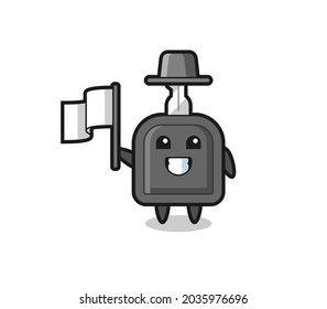 Cartoon character of car key holding a flag , cute style design for t shirt, sticker, logo element