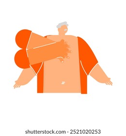 Cartoon character for the Cardiopulmonary resuscitation by one  person and hand only CPR.
