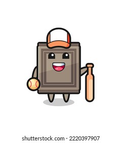 Caricatura de alfombra como jugador de béisbol, diseño lindo