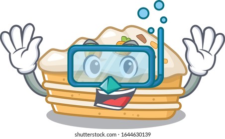 cartoon character of carrot cake wearing Diving glasses