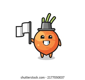 Cartoon character of carrot holding a flag , cute style design for t shirt, sticker, logo element