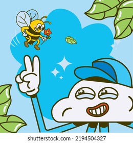 cartoon character cartel with a bee