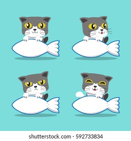 Cartoon character cat with fish sign