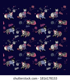 cartoon character cat pattern.textile print design