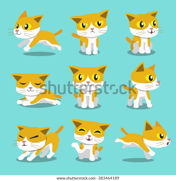 Cartoon Character Cat Poses Stock Vector (Royalty Free) 383464189 ...