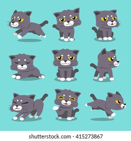 Cartoon character cat poses set