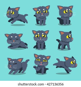 Cartoon character cat poses set