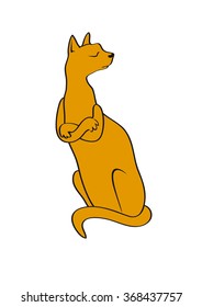 Cartoon Character Cat. Rusty pet conceals a wild beast. Funny vector illustration. White background with cat. Proud Cat don't want to play with you