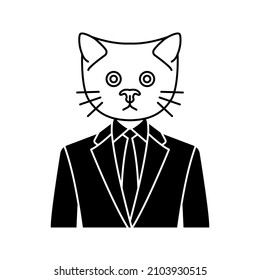 cartoon character cat in suit. cat gentleman. vector illustration.