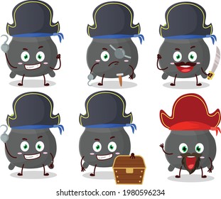 Cartoon Charakter Cauldron mit verschiedenen Piraten Emoticons
