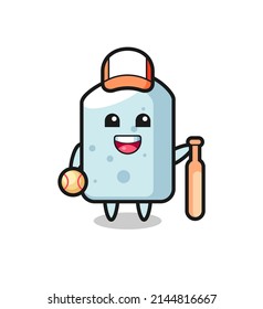 Cartoon character of chalk as a baseball player , cute design