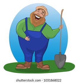Cartoon character cheerful farmer, vector illustration