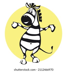 cartoon character cheerful zebra dancing vector image