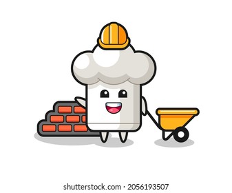 Cartoon character of chef hat as a builder , cute style design for t shirt, sticker, logo element