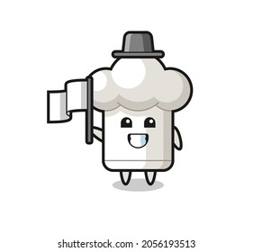 Cartoon character of chef hat holding a flag , cute style design for t shirt, sticker, logo element
