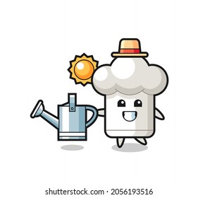 Cartoon character of chef hat holding watering can , cute style design for t shirt, sticker, logo element